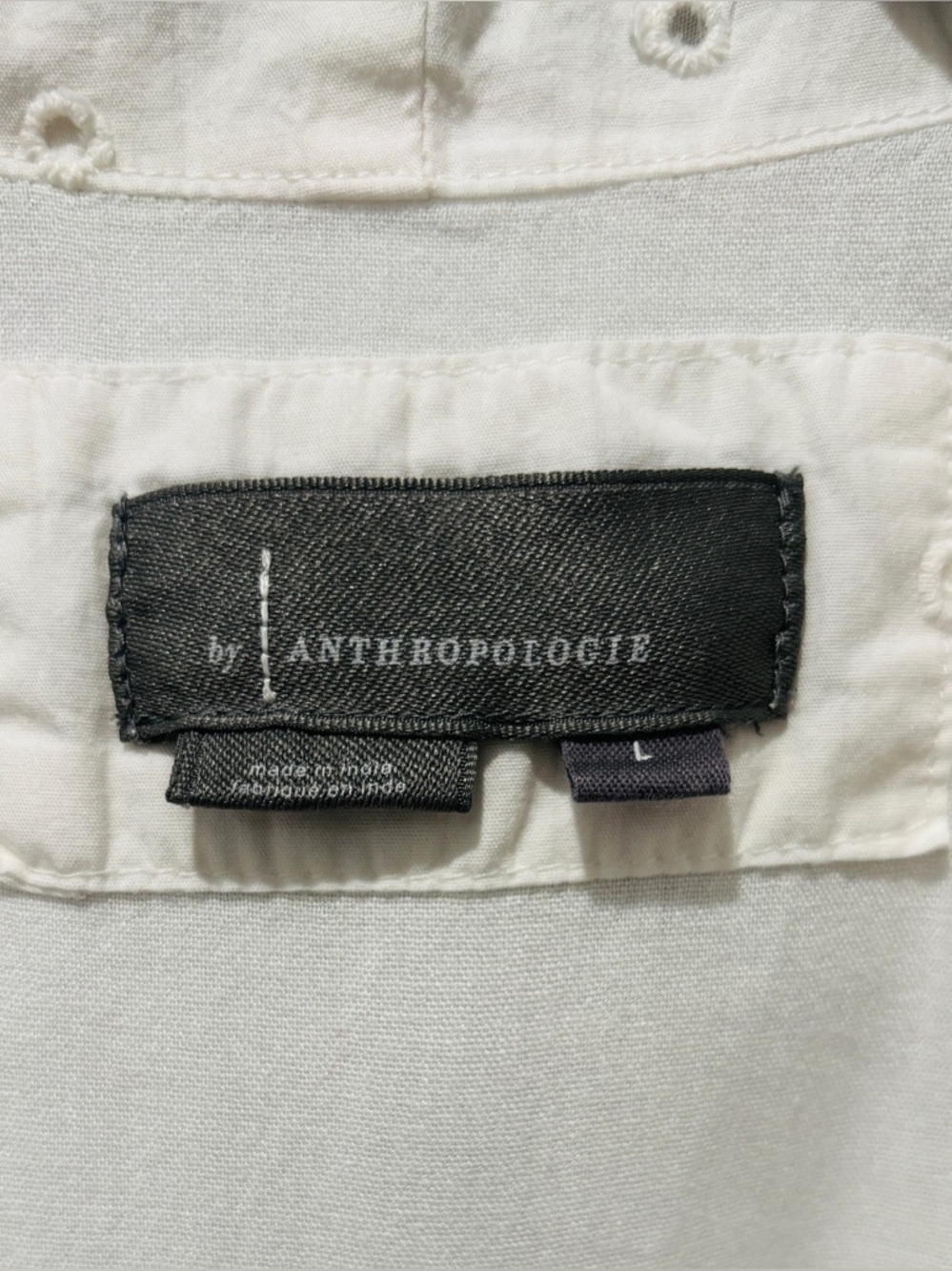 Anthropologie Tommie Cap-Sleeve Zip-Front White Eyelet Midi Dress - Size L - Picture 6 of 6